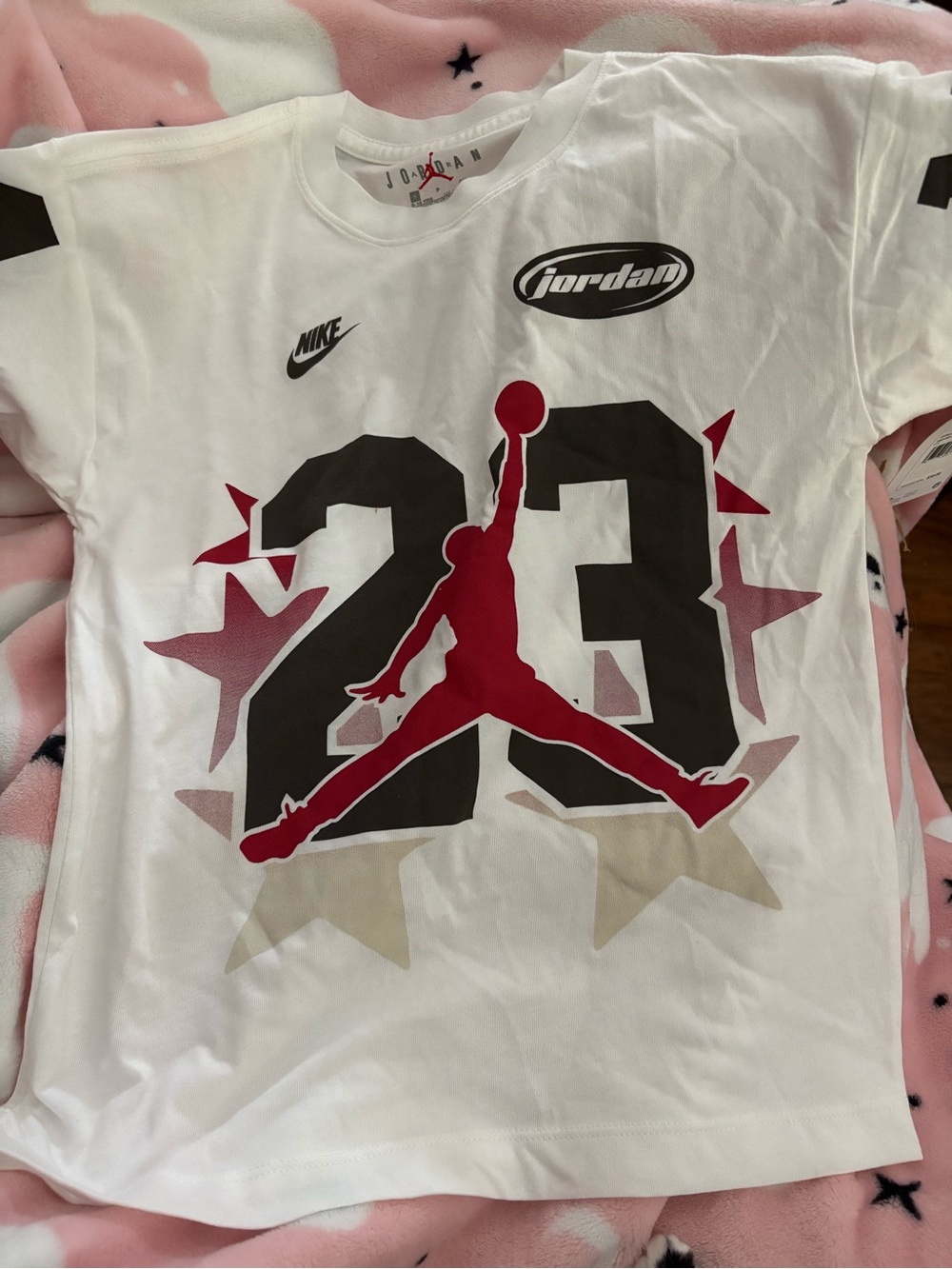Nike Girls Sail White Tee with Red & Black Accents